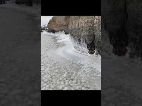 Rare Ice Orbs Cover Lake Manitoba in Canada #shorts