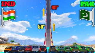 India Vs Pakistan | Gta 5 Indian Cars Vs Pakistan Cars 90° Ramp Climbing Challenge | Gta 5 Gameplay