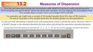 MATH 110 Sec 13.2 (F2019): Measures of Dispersion