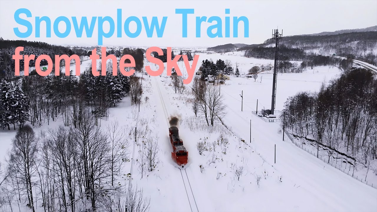Snow Plow Train from the Sky in January - YouTube