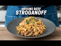 Mom style creamy ground beef stroganoff