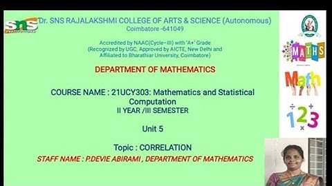 P.DEVIE ABIRAMI | ASSISTANT PROFESSOR | MATHEMATICS | CORRELATION | SNS INSTITUTIONS