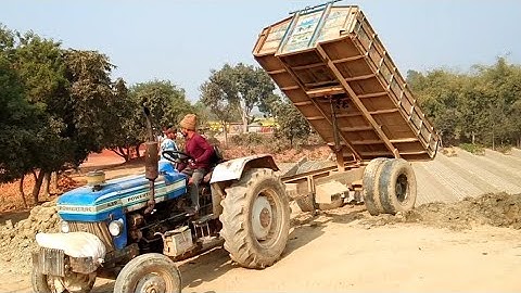 Amazing Soil Unloading Video l Digital unload facilities of Powertrac 439 Hydraulic Tractor l