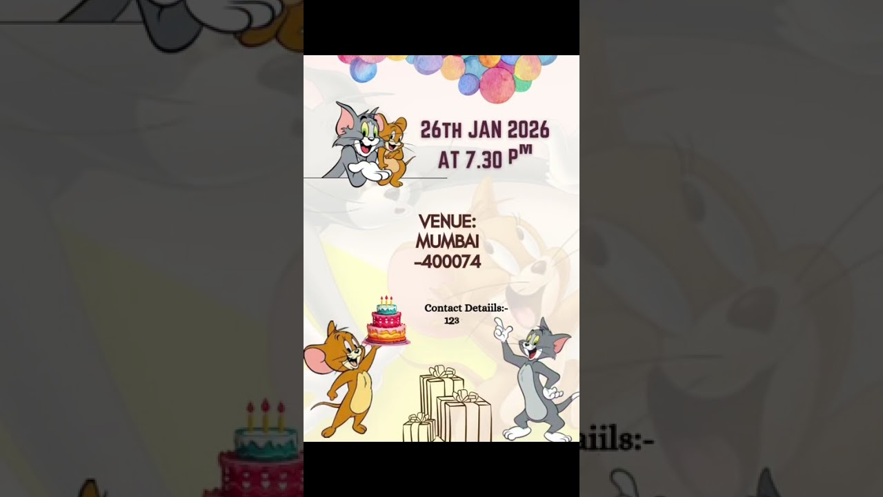Birthday Invitation Tom and Jerry theme