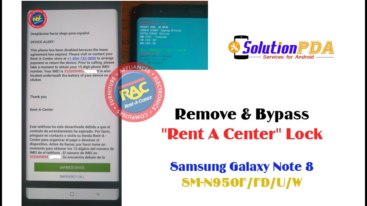 Unlock Bypass Rent A Center Samsung Note 8 N950F N950Fd N950U Success