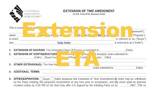 Extension Of Time Amendment - Car Form Eta