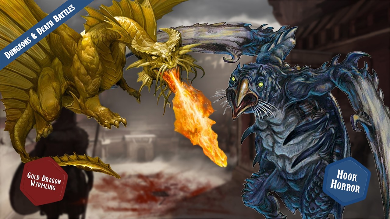 Gold Dragon Wyrmling vs Hook Horror | Dungeons & Death Battles Season 3 Table Top Combat