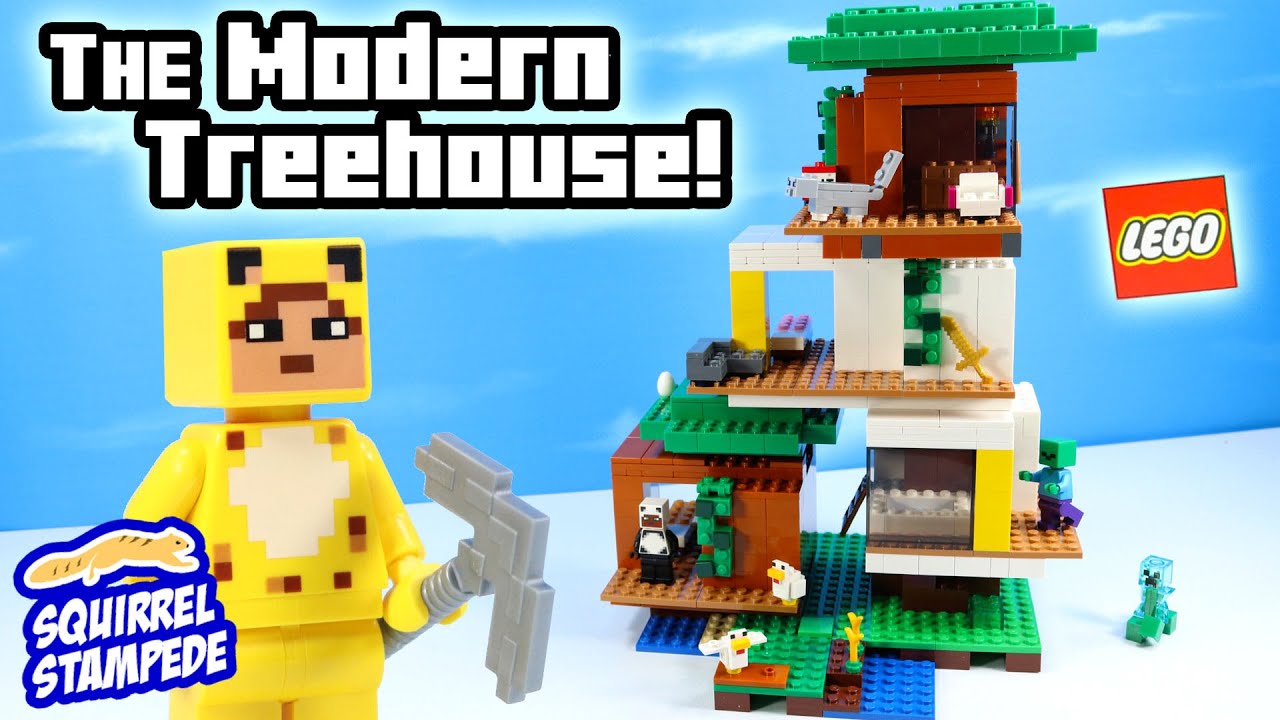 LEGO - Casa de construção Minecraft com baú do tesouro e bioma do