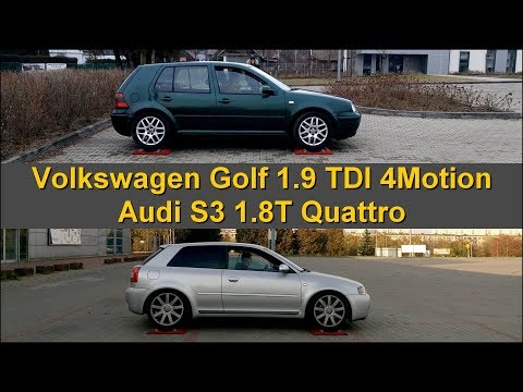 SLIP TEST -  4Motion vs Quattro - Volkswagen Golf vs Audi A3 / S3 - @4x4.tests.on.rollers