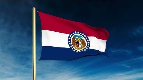 4K missouri flag slider style. Waving in the win with cloud background animation Stock video