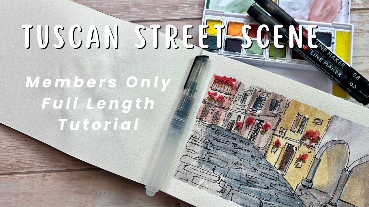 Tuscan Street Scene in Line and Wash | Members Only Full Length ...
