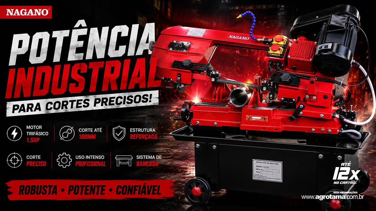 Serra Fita de Bancada Horizontal 180mm 7pol Trifásico 1,5 HP 750w