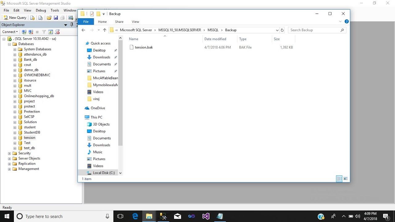 HOW TO CREATE BACKUP OF SQL SERVER DATABASE - YouTube