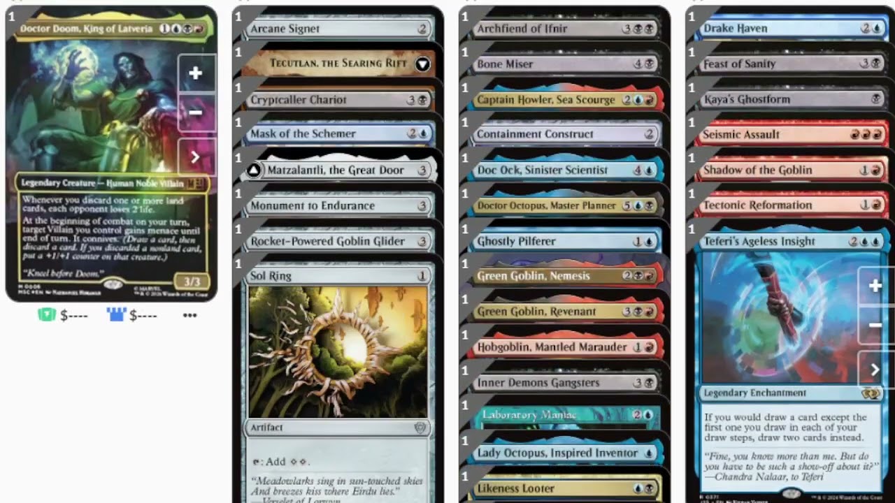 Описание колоды Dr. Doom King of Latveria для MTG Marvel Commander.