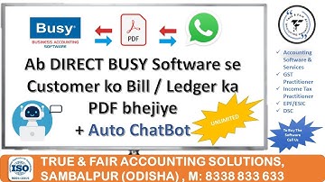 SEND INVOICE PDF DIRECTLY FROM BUSY ACCOUNTING SOFTWARE | BUSY WHATSAPP ADDON | CALL US 8338 833 633