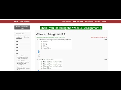 Cloud Computing | NPTEL | Week 4 | assignment solution 4 | 2021