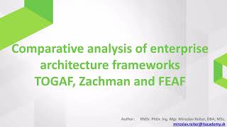 EBES Konferencia - Miroslav Reiter - VŠEM - Comparative Analysis Enterprise Architecture Frameworks