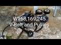 MB W168,169,245, 414 V BELT CHANGE TIPS, PULLIES, see description, for diagrams and part no