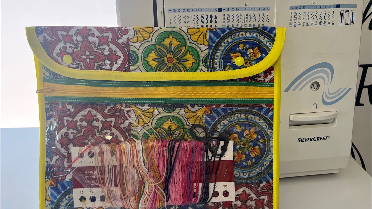 ✅Funda-organización de proyectos de punto de cruz,tres bolsillos,muy fácil 👌#costuracriativa