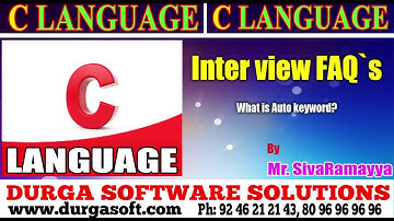 C Language tutorial||onlinetraining||What is Auto keyword? by Sivaramayya