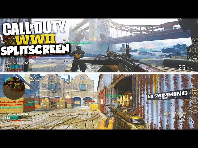 CALL OF DUTY WWII - COD LOCAL MULTIPLAYER SPLIT SCREEN HARDPOINT SAINTE  MARIE DU MONT GAMEPLAY 