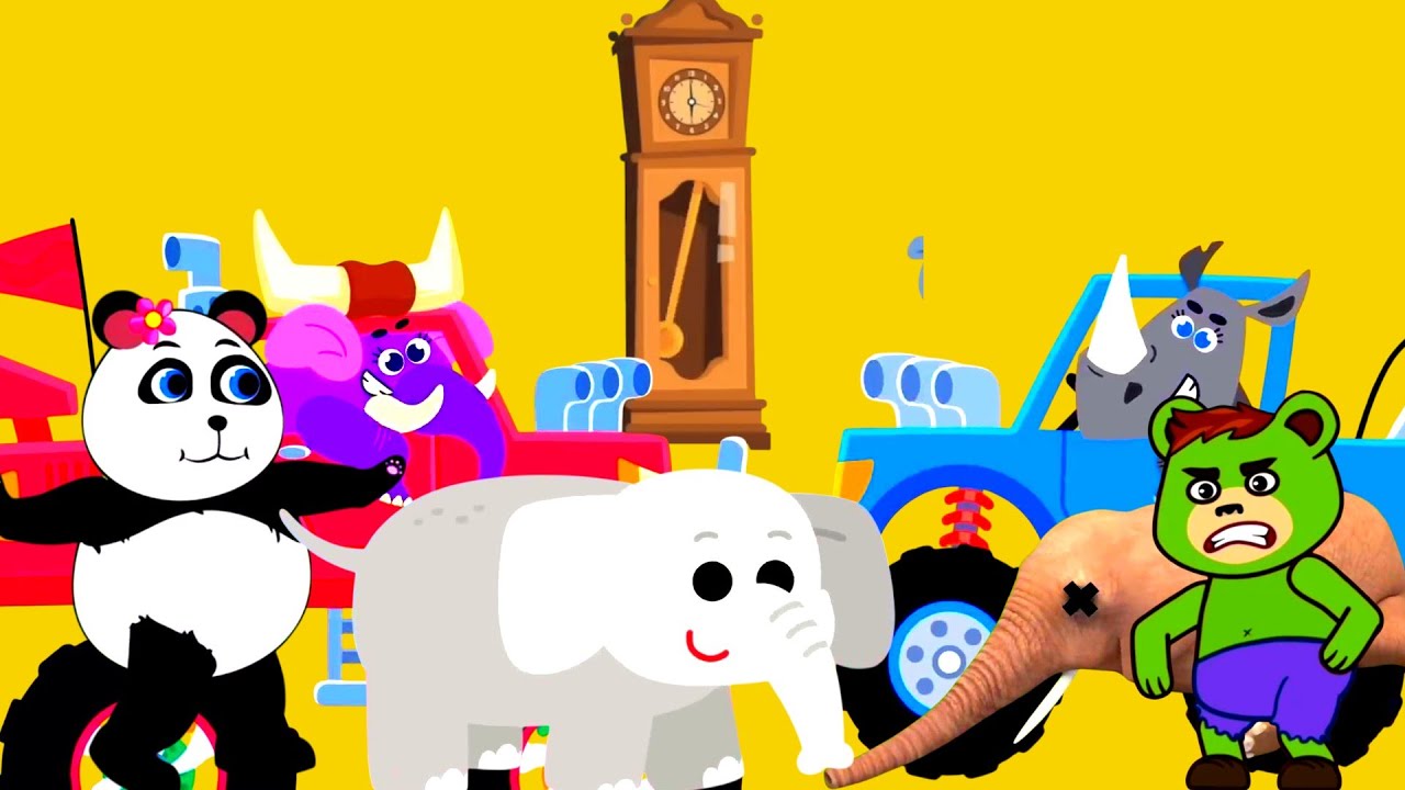 Hickory Dickory Dock/💥😍🌈🎨 🐘🦏 Rhino Vs Elephant And More)
