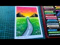 Cara Gambar Gunung ada Jalan Ditengahnya Pakai Oil Pastel buat Pemula | Art by DQueen Arts
