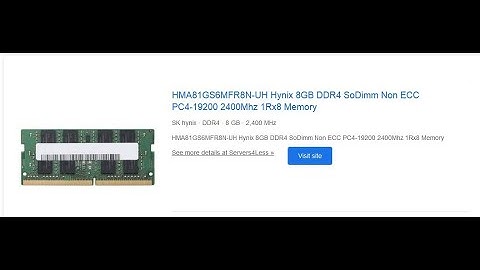 HMA81GS6MFR8N-UH Hynix 8GB DDR4 SoDimm Non ECC PC4-19200 2400Mhz 1Rx8 Memory