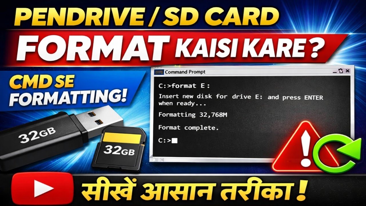 Any usb pendrive and SD card format CMD any drive format,format hard ...