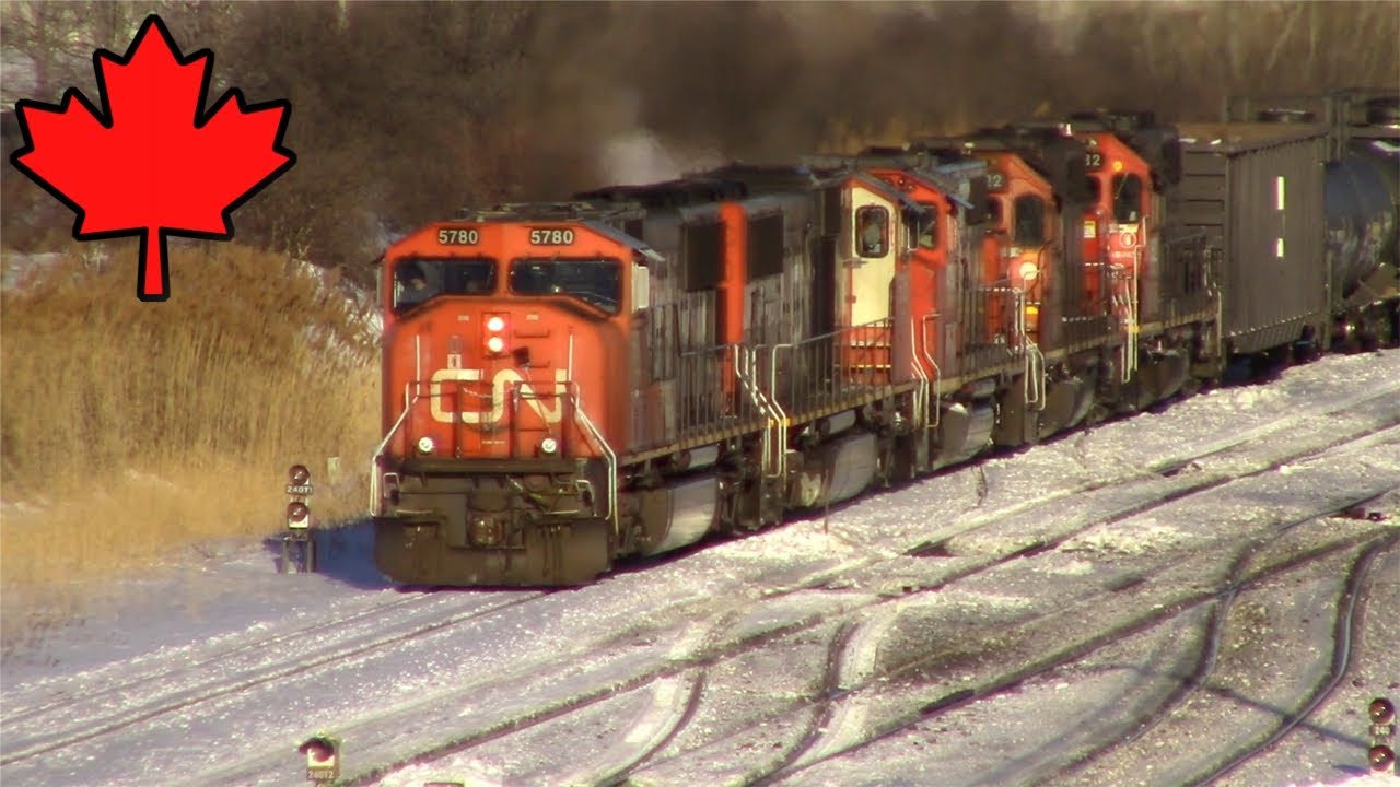 Canadian National [CN]: Duo SD75I Llegando al MacMillan Yard + GO Train Al Norte