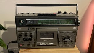 Vintage Sharp GF-8080 70s cassette boombox APSS track searcher launched in 1977 Hayakawa Electric