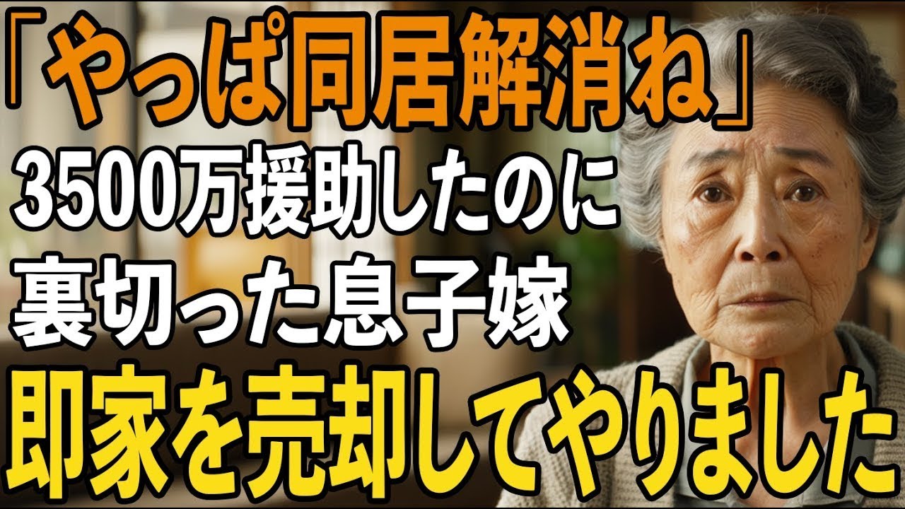 「やっぱり同居解消ね」同居が条件で3500万円の二世帯住宅を建ててあげたにも関わらず、引っ越した直後に裏切る息子嫁。限界が来た私は即座に家を売却してやりました【シニアライフ】【60代以上の方へ】