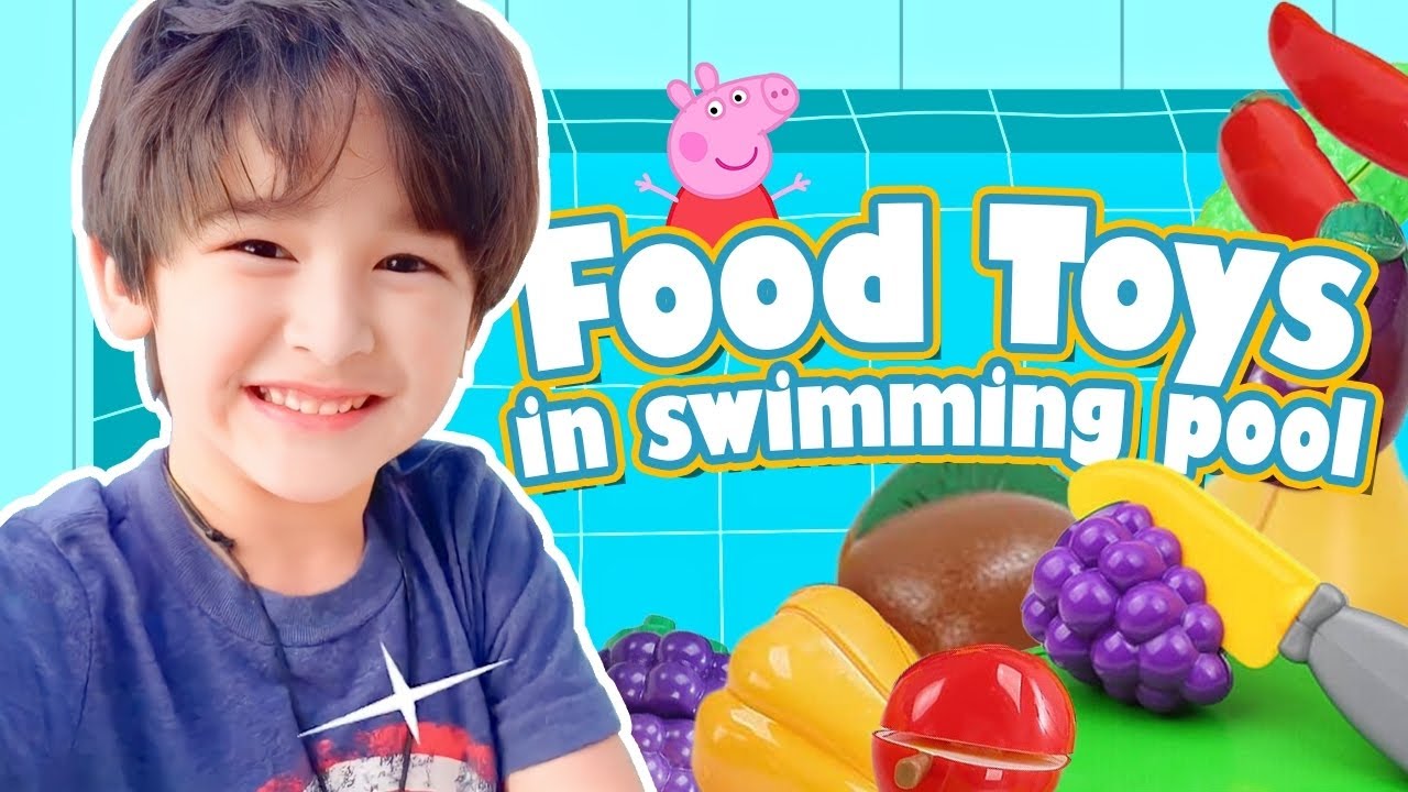 Gio play food toys in swimming pool YouTube