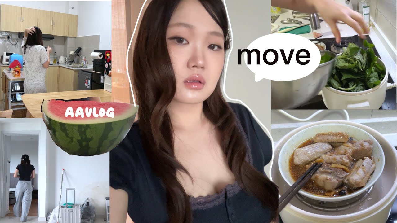 🥹goodbye旧家…😈hello新家!! (40分钟的一周vlog🏠搬家日记)🚗~从旧家搬到新家全过程~|一人食烹饪,两个屋子一起收拾🙏🏻 ...
