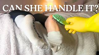 ASMR Scratching, Tickling and Removing My Girlfriend’s White Reebok Socks | No Editing