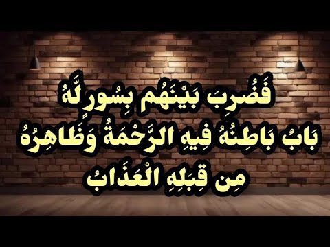 ف ض ر ب ب ي ن ه م ب س ور ل ه ب اب ب اط ن ه ف يه الر ح م ة و ظ اه ر ه م ن ق ب ل ه العذاب