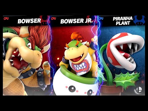 Bowser and Bowser Jr. LV 9 VS Piranha Plant LV 1 CPU Battle Super Smash ...