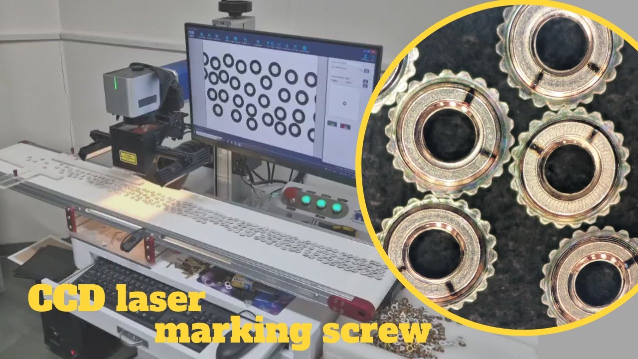 laser marking precision metal screw and nuts CCD visual position
