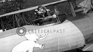 28th Escadrille fliers of French Air Service examine a Salmson 2 aircraft during ...HD Stock Footage