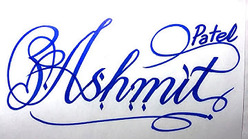 Ashmit Patel Name Signature Calligraphy Status | How to Cursive write with cut Marker #ashmit @Patel