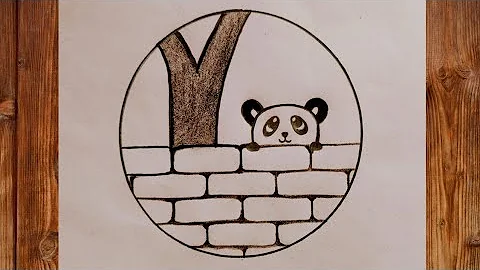 Easy Circle Scenery Drawing || Panda Drawing in Circle || Easy Pencil Drawing in Circle Step by Step