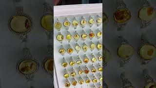 65 Pieces Natural Flower Amber Stone Adjustable Open Band Ring Jewelry for Women