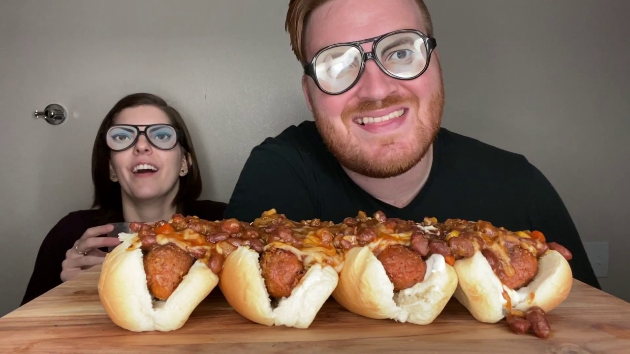 ASMR Cheesy Chili Cheese Dogs Mukbang So Funny YouTube
