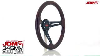 JDM SPORT 345MM DARK WOOD GRAIN STEERING WHEEL