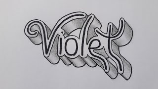 3d Drawing Name Violet For Beginners Easy / How To Draw Calligraphy On Paper / Write Art screenshot 3