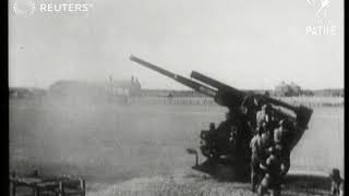 British anti-aircraft guns defend England from V1 flying bombs (1944)
