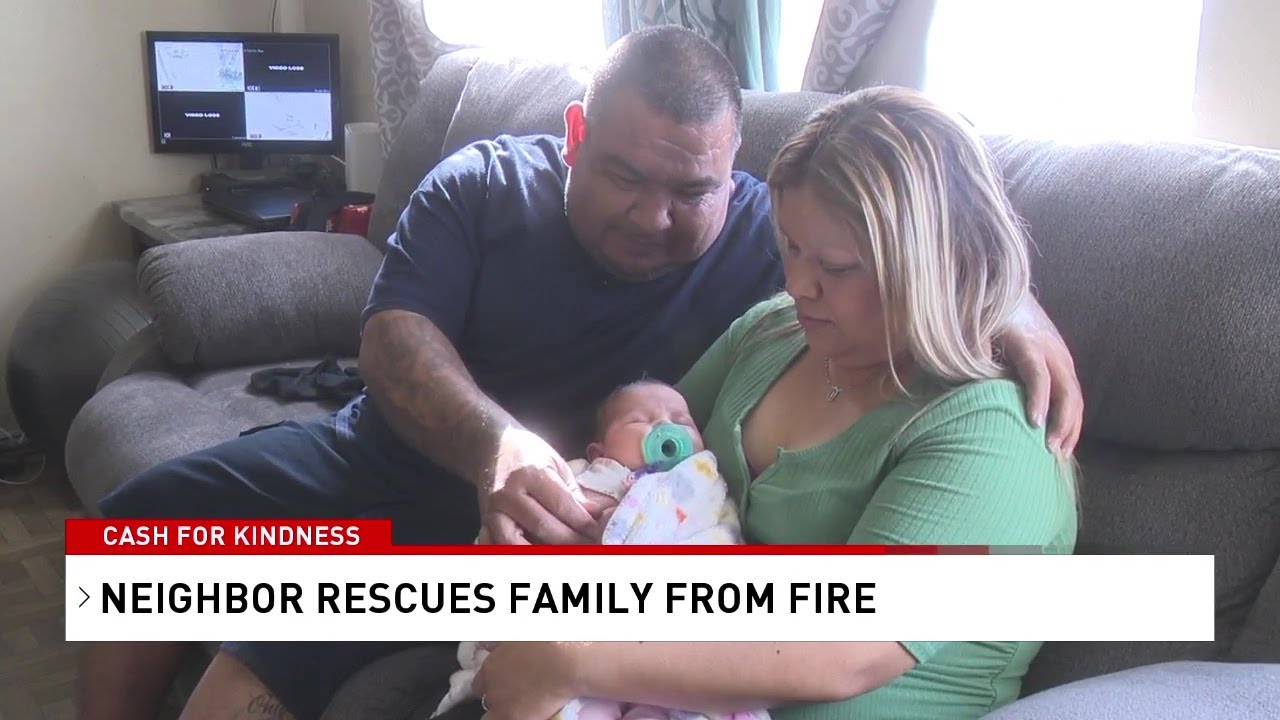 Neighbor rescues family with 1-week-old baby from fire - YouTube