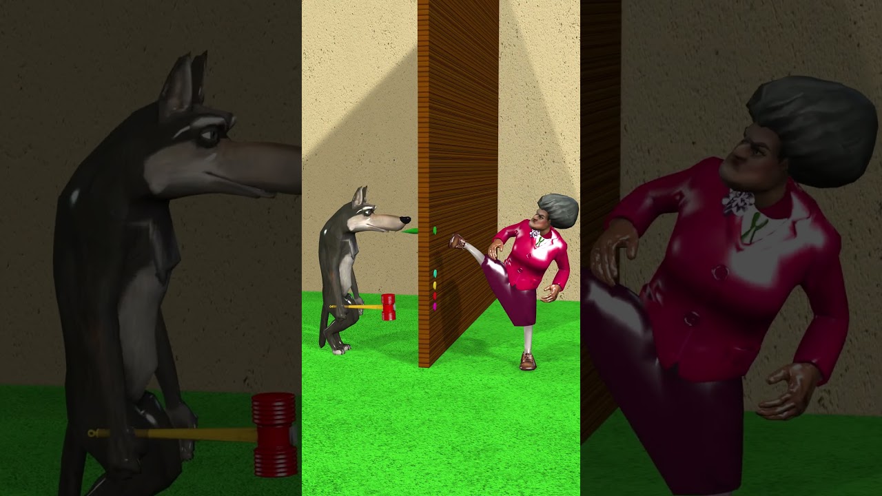 Scary Teacher The Bear And The Wolf Funny Moments 🔨👣😂 