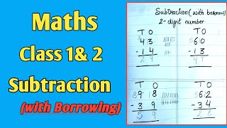 Maths - Subtraction With Borrowing / Maths for class 1 and 2 / 2 digit number Subtraction screenshot 1