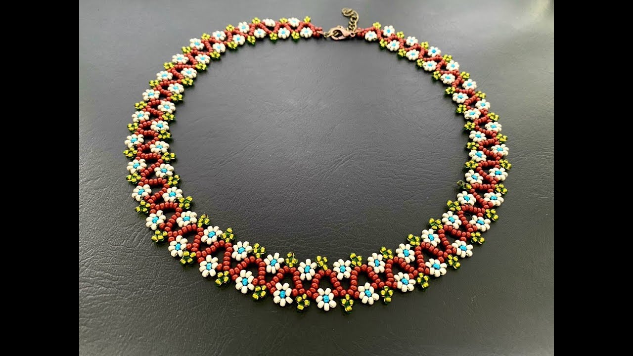 Easy to make beaded necklace with only seed beads for beginners 